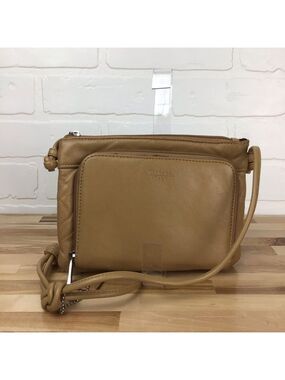 BEIGE Visione Italy leather mini purse crossbody bag tan Italian leather camel